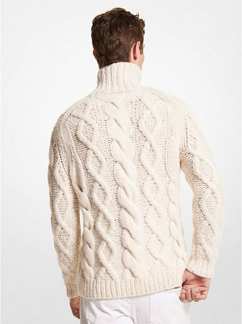 Maglioni Michael Kors Cable Alpaca Blend Turtleneck Uomo Beige | 950132-AEI