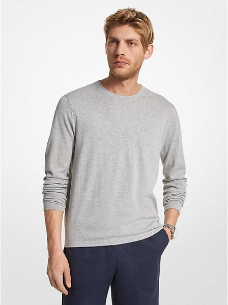 Maglioni Michael Kors Cotone Jersey Crewneck Uomo Grigie | 673542-ZRQ