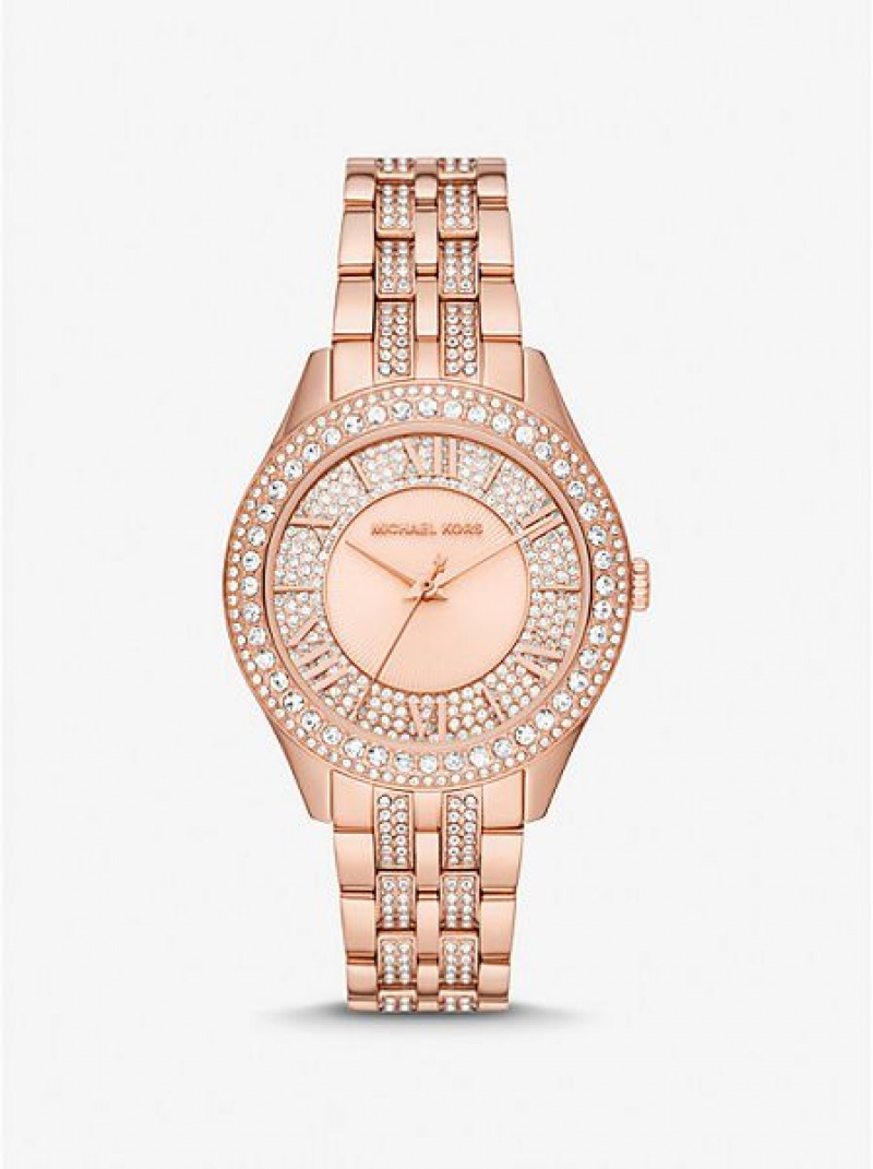 Orologi Michael Kors Harlowe Pave Donna Rosa Oro | 120796-BUA