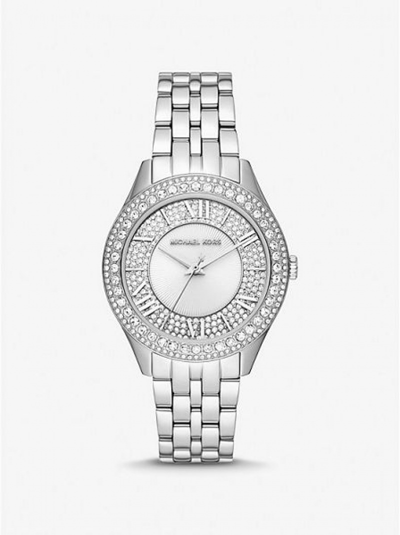 Orologi Michael Kors Harlowe Pave Donna Argento | 507823-IHC