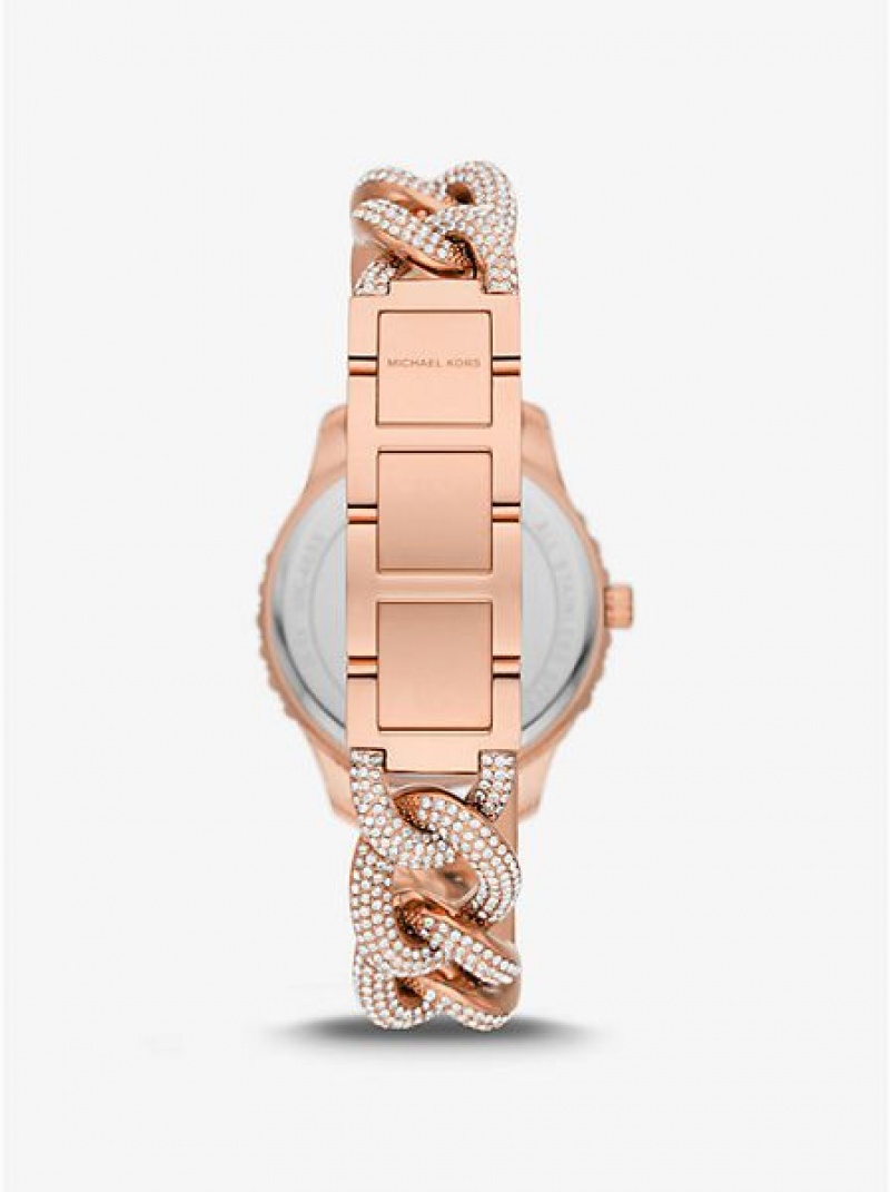 Orologi Michael Kors Layton Pave Curb-link Donna Rosa Oro | 730165-QTG