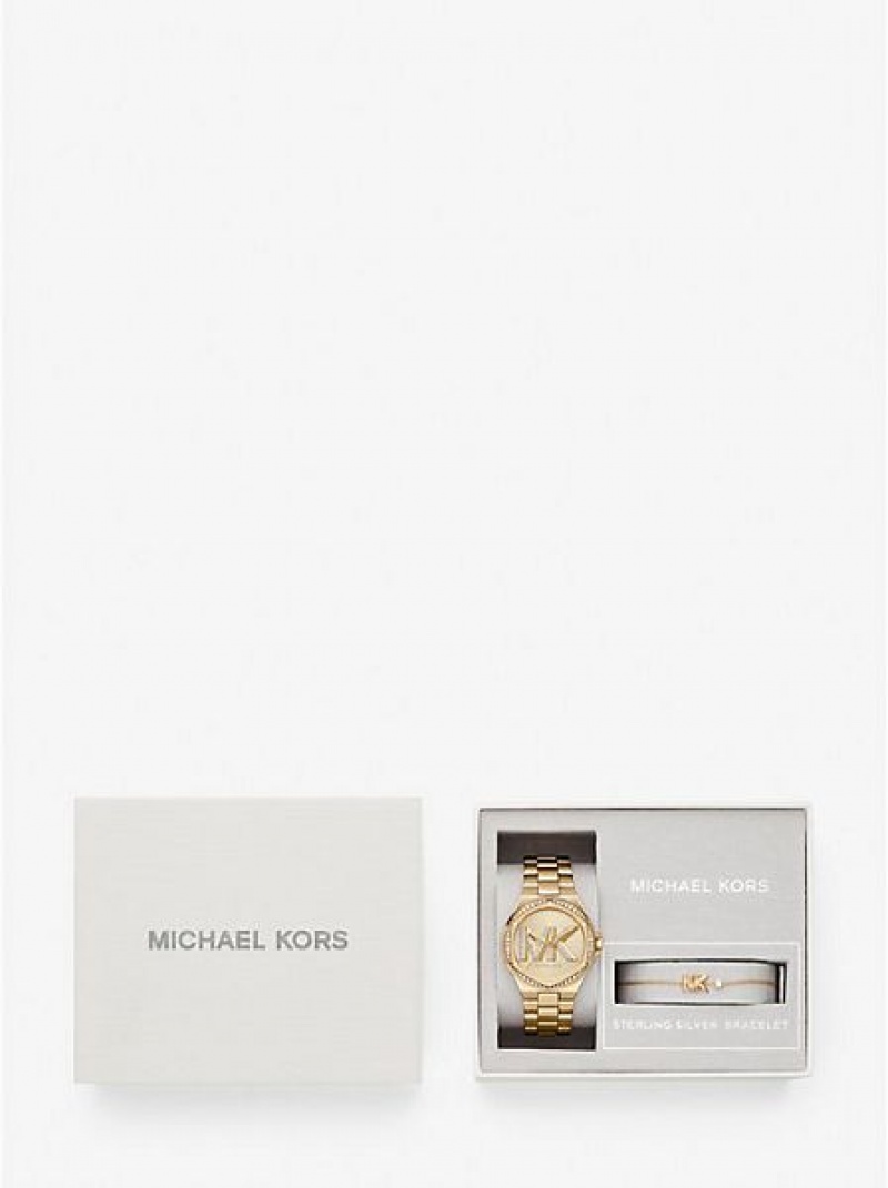 Orologi Michael Kors Lennox Pave Logo Donna Oro | 715093-AIZ