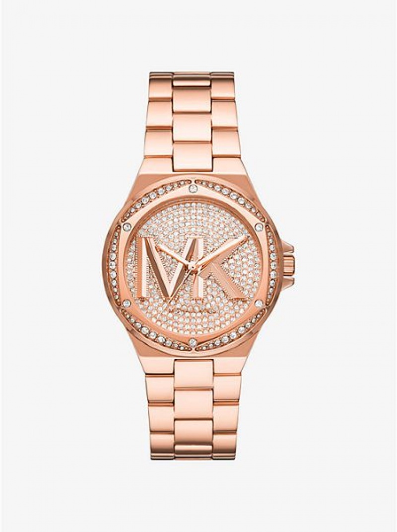 Orologi Michael Kors Lennox Pave Logo Donna Rosa Oro | 830491-XYE