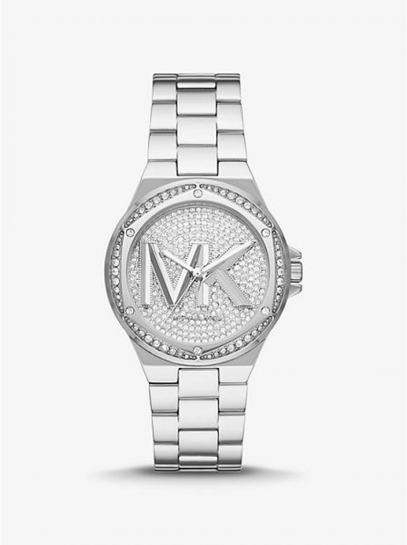 Orologi Michael Kors Lennox Pave Logo Donna Argento | 936240-SMO