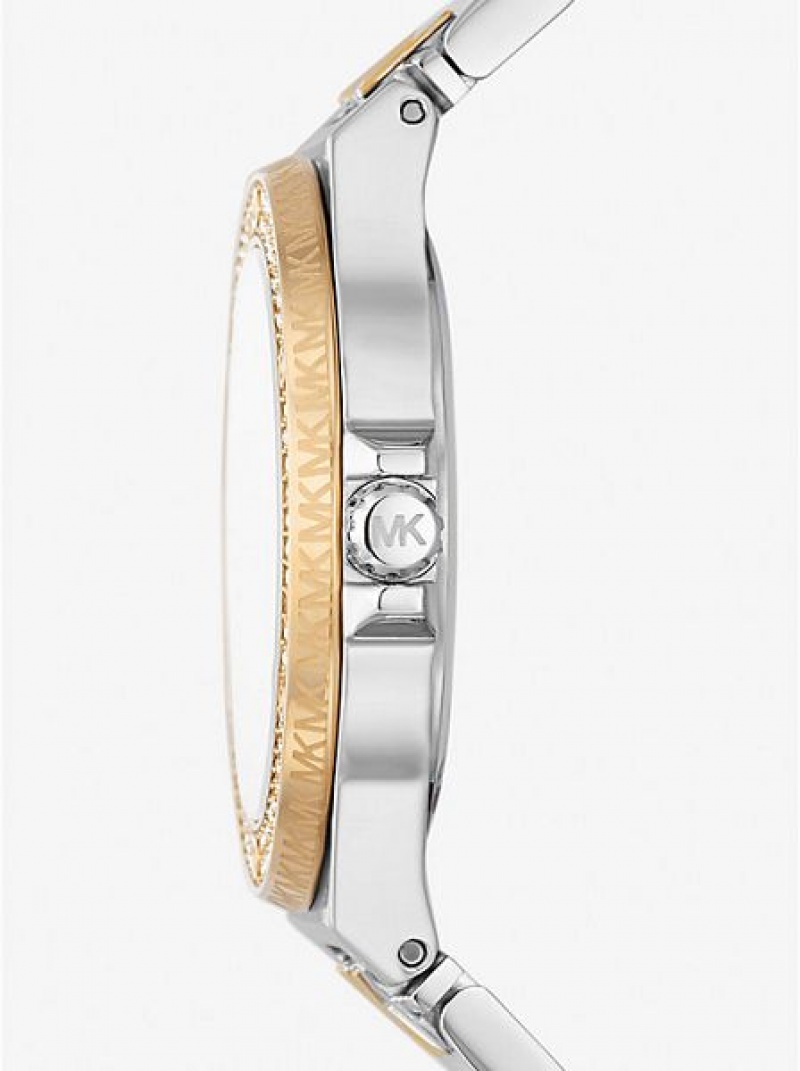 Orologi Michael Kors Lennox Pave Logo Donna Argento Oro | 698524-JHL