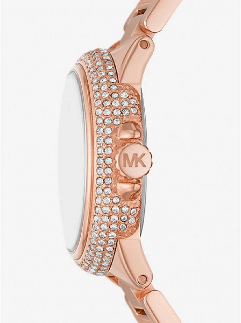 Orologi Michael Kors Mini Camille Pave Donna Rosa Oro | 704521-NAQ