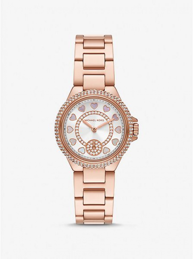 Orologi Michael Kors Mini Camille Pave Donna Rosa Oro | 704521-NAQ