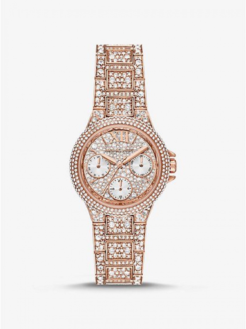 Orologi Michael Kors Mini Camille Pave Donna Rosa Oro | 067542-BOC