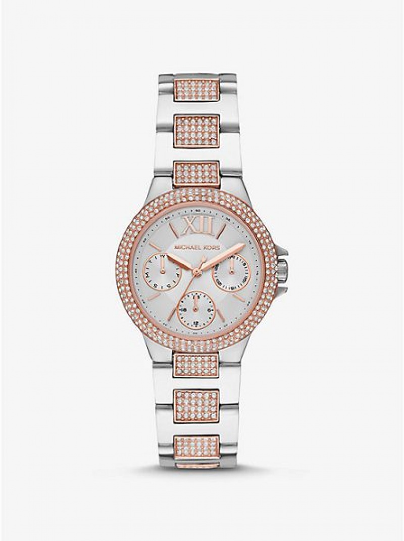 Orologi Michael Kors Mini Camille Pave Donna Argento Rosa | 817529-OBC