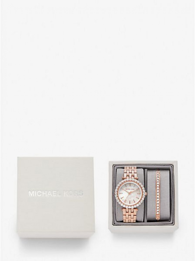 Orologi Michael Kors Mini Darci Pave Donna Rosa Oro | 097152-UOS