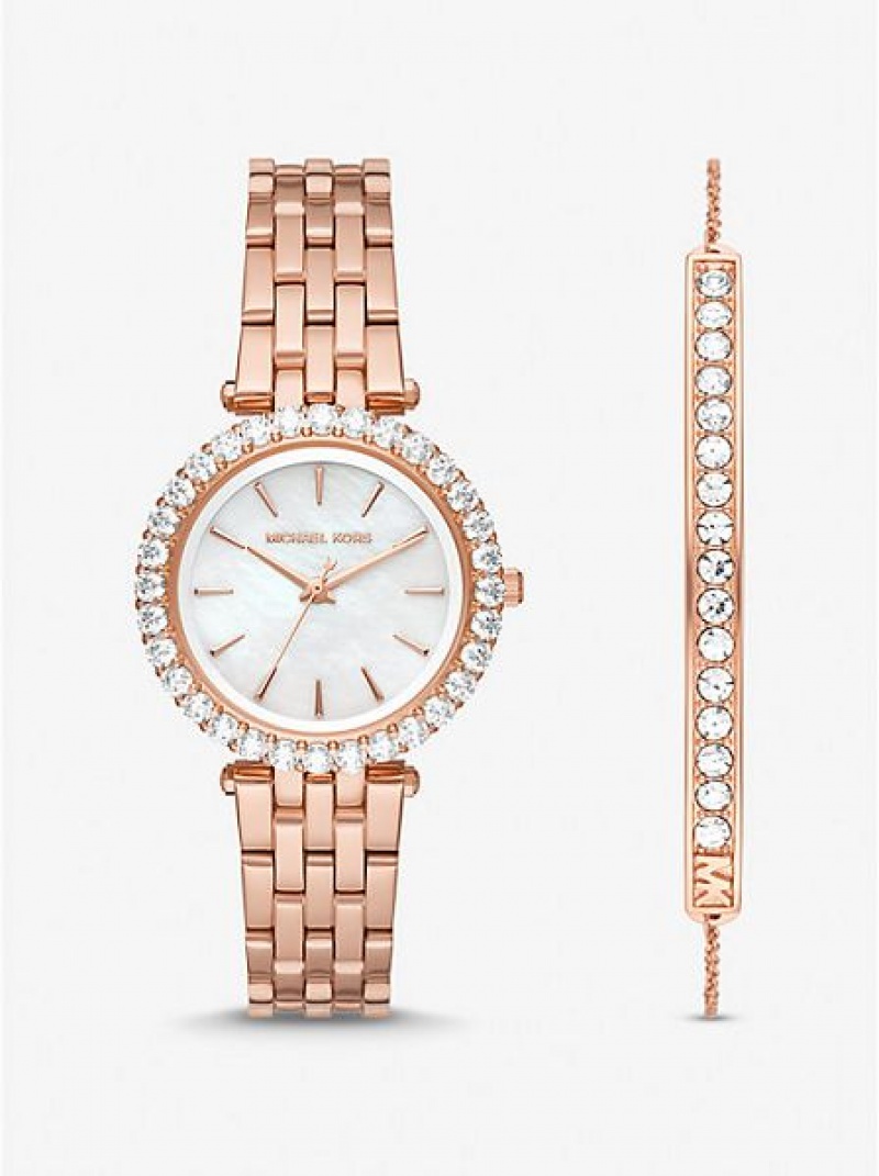 Orologi Michael Kors Mini Darci Pave Donna Rosa Oro | 097152-UOS