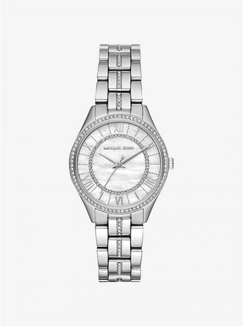 Orologi Michael Kors Mini Lauryn Pave Donna Argento | 695213-HUQ