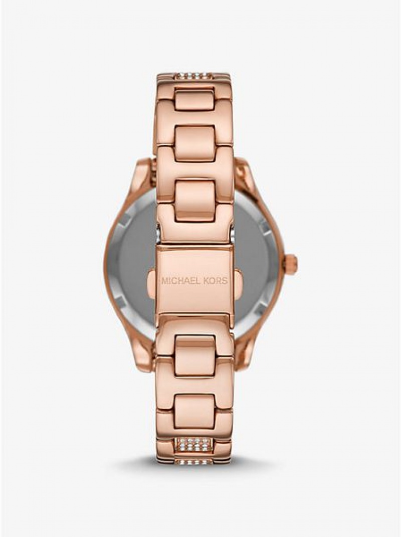 Orologi Michael Kors Mini Liliane Pave Heart Donna Rosa Oro | 512083-BHT