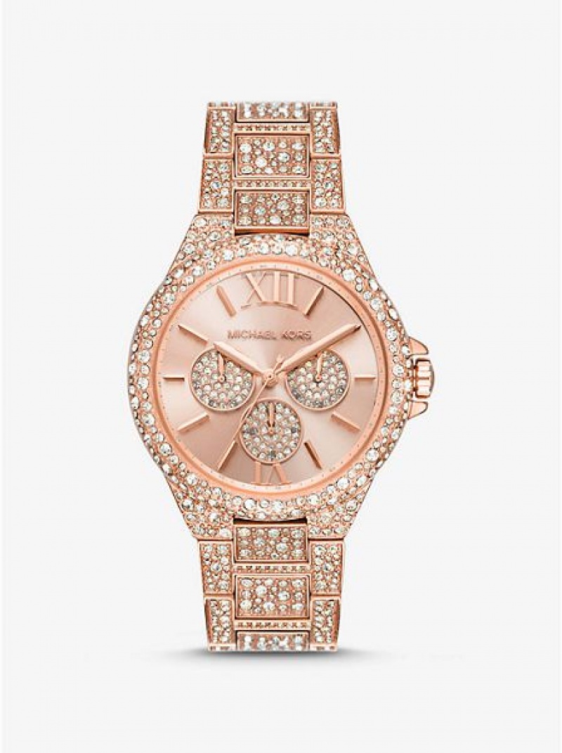 Orologi Michael Kors Oversized Camille Pave Donna Rosa Oro | 984205-IKG