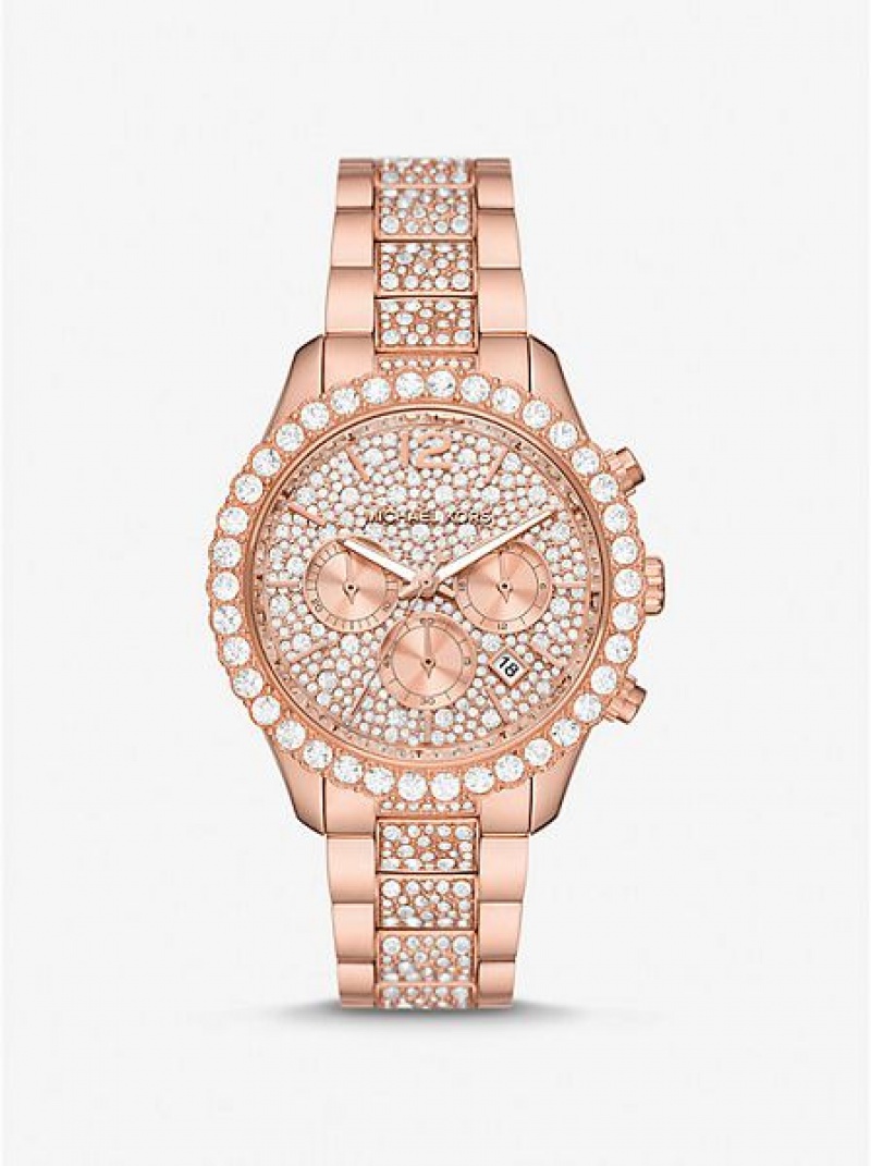 Orologi Michael Kors Oversized Layton Pave Donna Rosa Oro | 035487-PUC