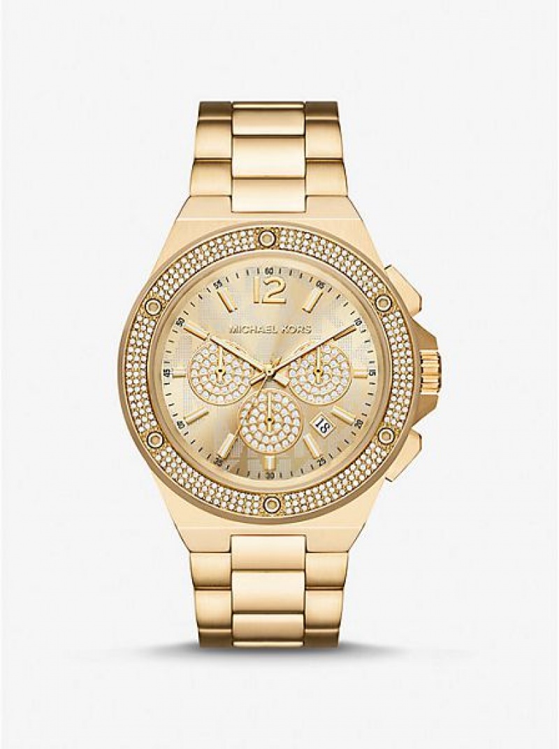 Orologi Michael Kors Oversized Lennox Pave Uomo Oro | 462973-UBZ