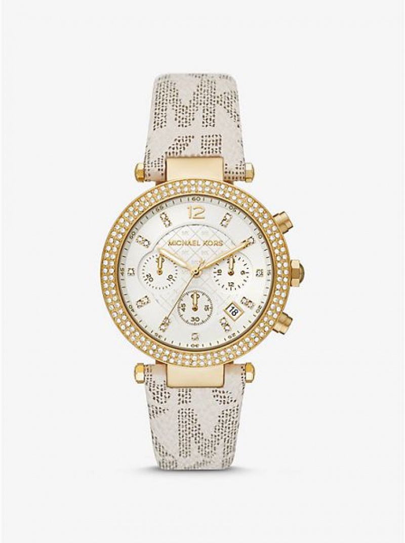 Orologi Michael Kors Oversized Parker Pave And Logo Donna Oro | 628591-DTK