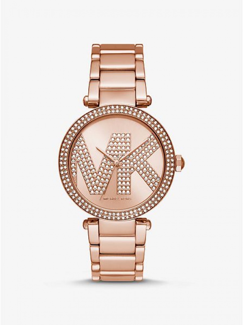 Orologi Michael Kors Oversized Pave Logo Donna Rosa Oro | 036124-MLA