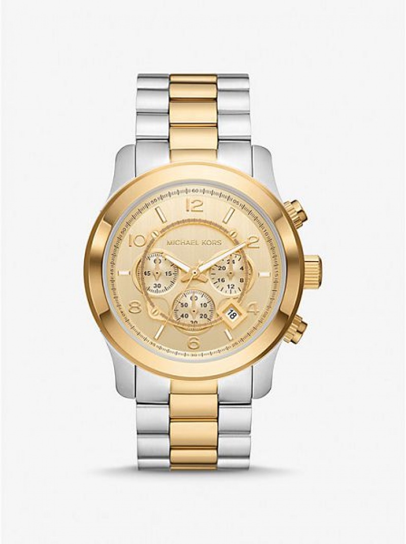 Orologi Michael Kors Oversized Runway Donna Argento Oro | 153802-FUB