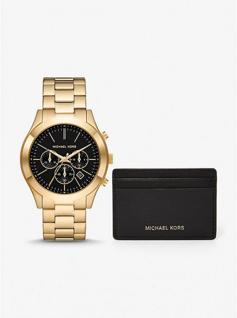 Orologi Michael Kors Oversized Slim Runway Donna Nere Oro | 438201-YPT