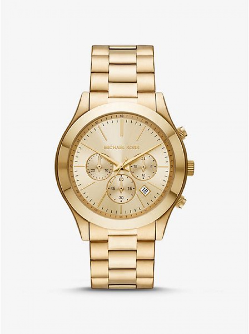 Orologi Michael Kors Oversized Slim Runway Uomo Oro | 082569-AQS