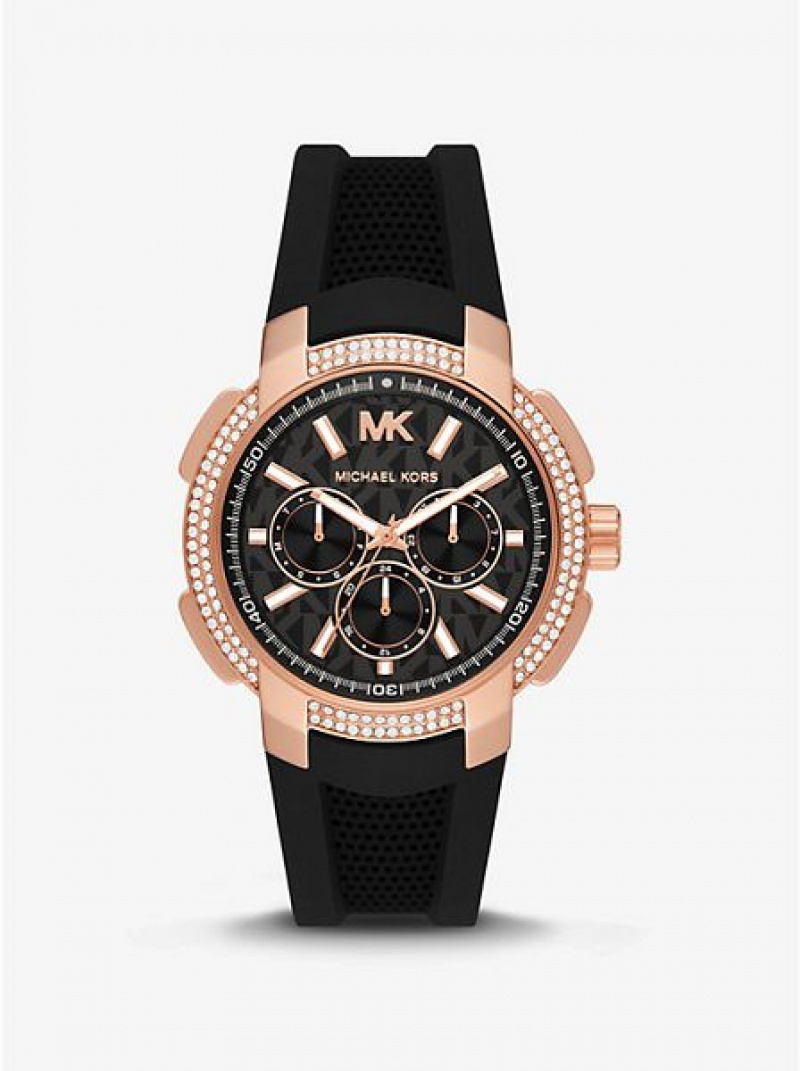 Orologi Michael Kors Oversized Sydney Pave And Silicone Donna Rosa Oro | 567823-AGJ