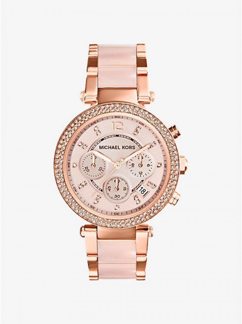 Orologi Michael Kors Parker Blush Acetate Donna Rosa Oro | 708495-NVR