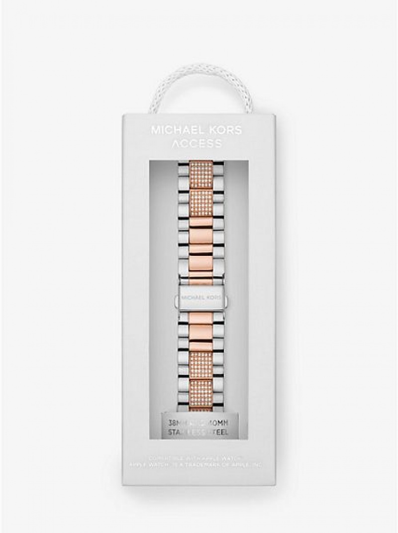 Orologi Michael Kors Pave Cinturino For Apple Donna Argento Rosa Nere | 170364-ZET