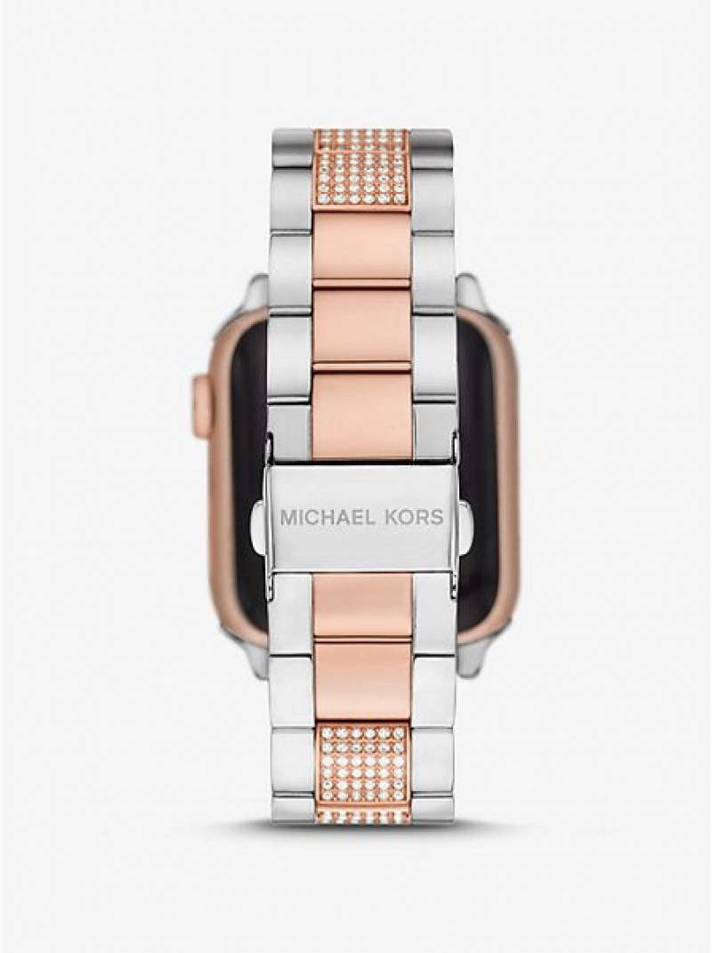 Orologi Michael Kors Pave Cinturino For Apple Uomo Argento Rosa Nere | 149350-VOJ