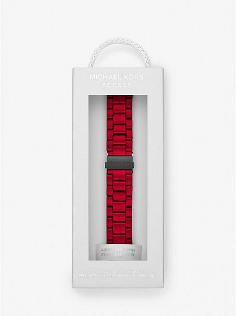 Orologi Michael Kors Red-coated Stainless Steel Cinturino For Apple Donna Rosse | 046729-ZVU