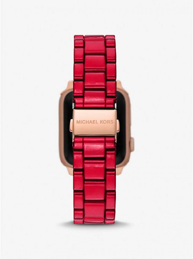 Orologi Michael Kors Red-coated Stainless Steel Cinturino For Apple Donna Rosse | 628341-NJK