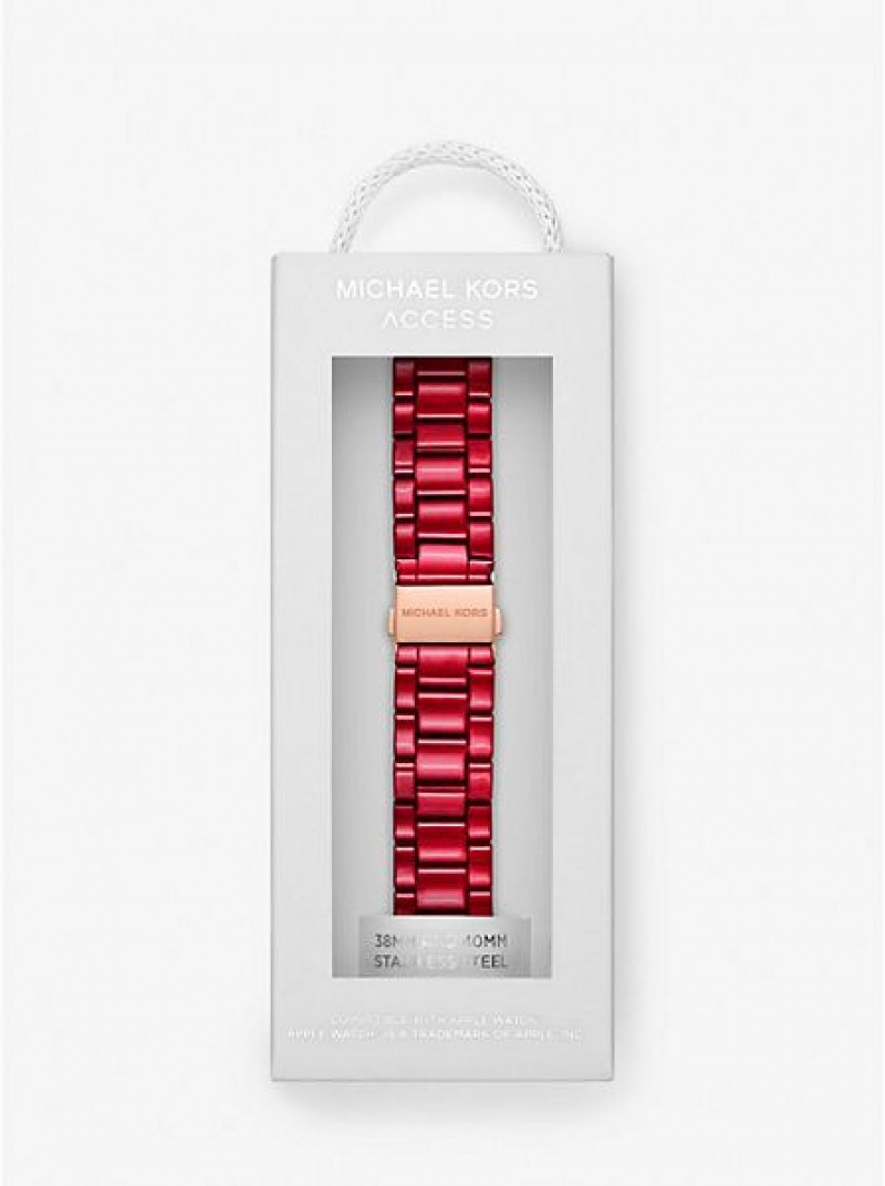 Orologi Michael Kors Red-coated Stainless Steel Cinturino For Apple Donna Rosse | 628341-NJK