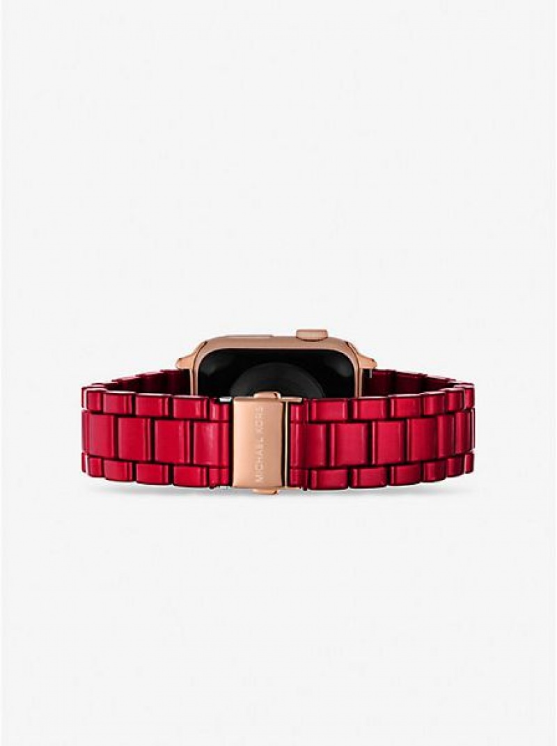 Orologi Michael Kors Red-coated Stainless Steel Cinturino For Apple Donna Rosse | 628341-NJK