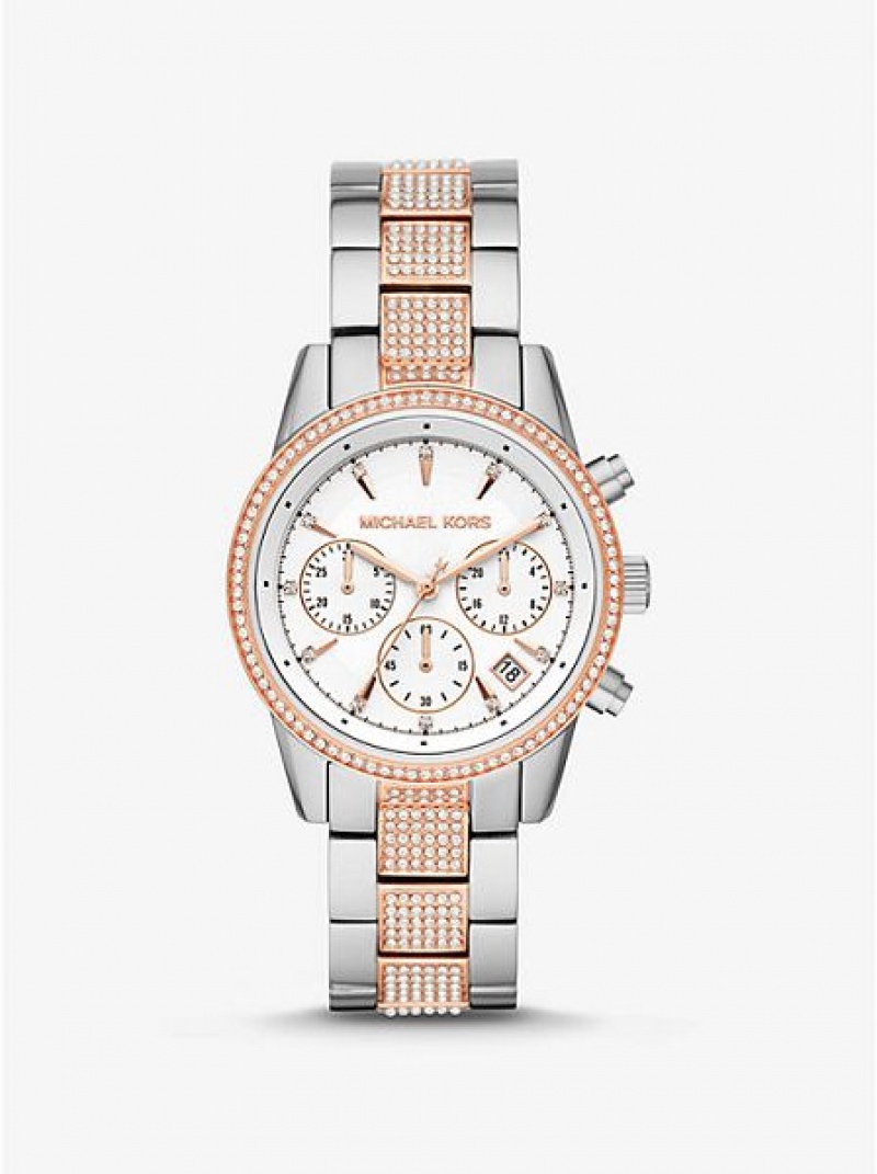 Orologi Michael Kors Ritz Pave Donna Argento Rosa | 107489-JGZ