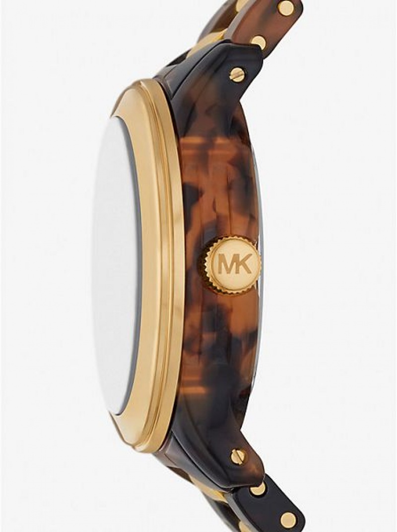 Orologi Michael Kors Runway And Tortoiseshell Acetate Donna Oro | 581409-RVC