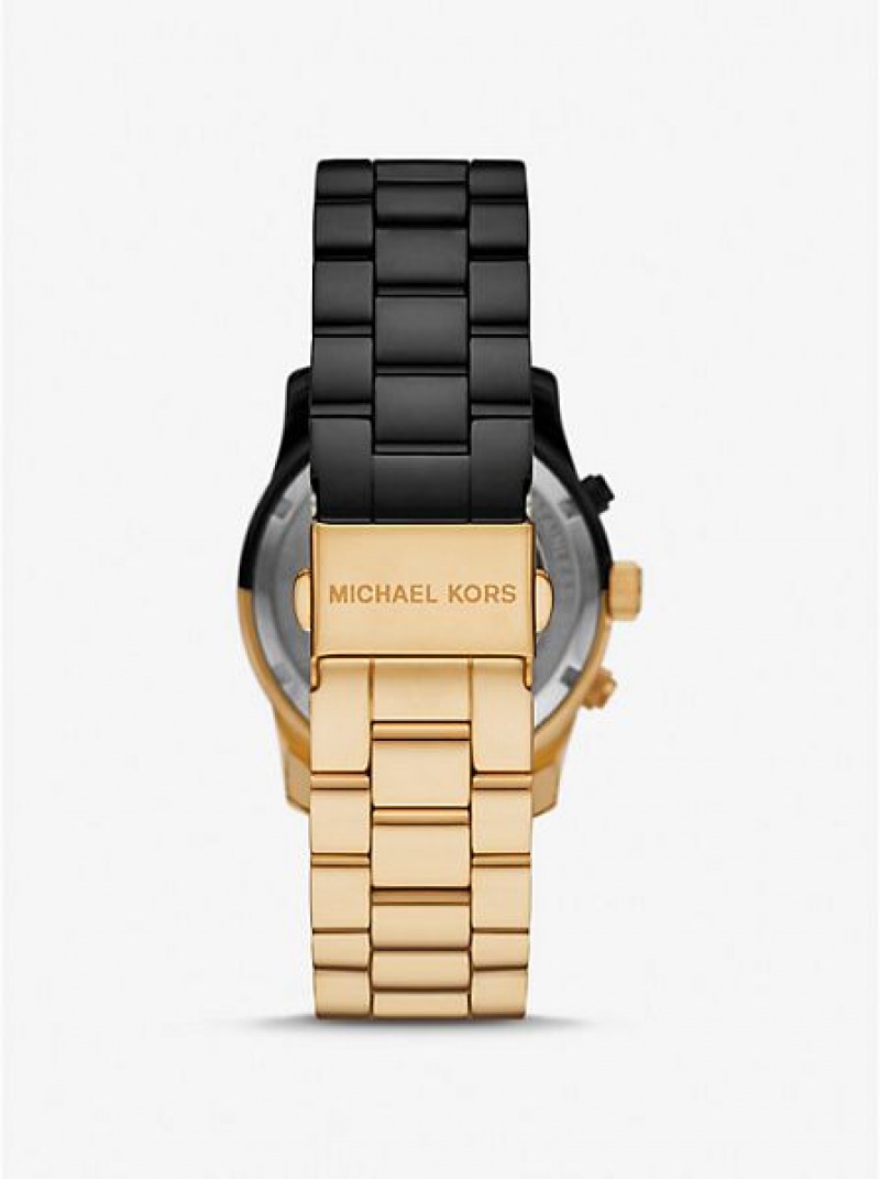 Orologi Michael Kors Runway Donna Nere Oro | 961082-VWJ