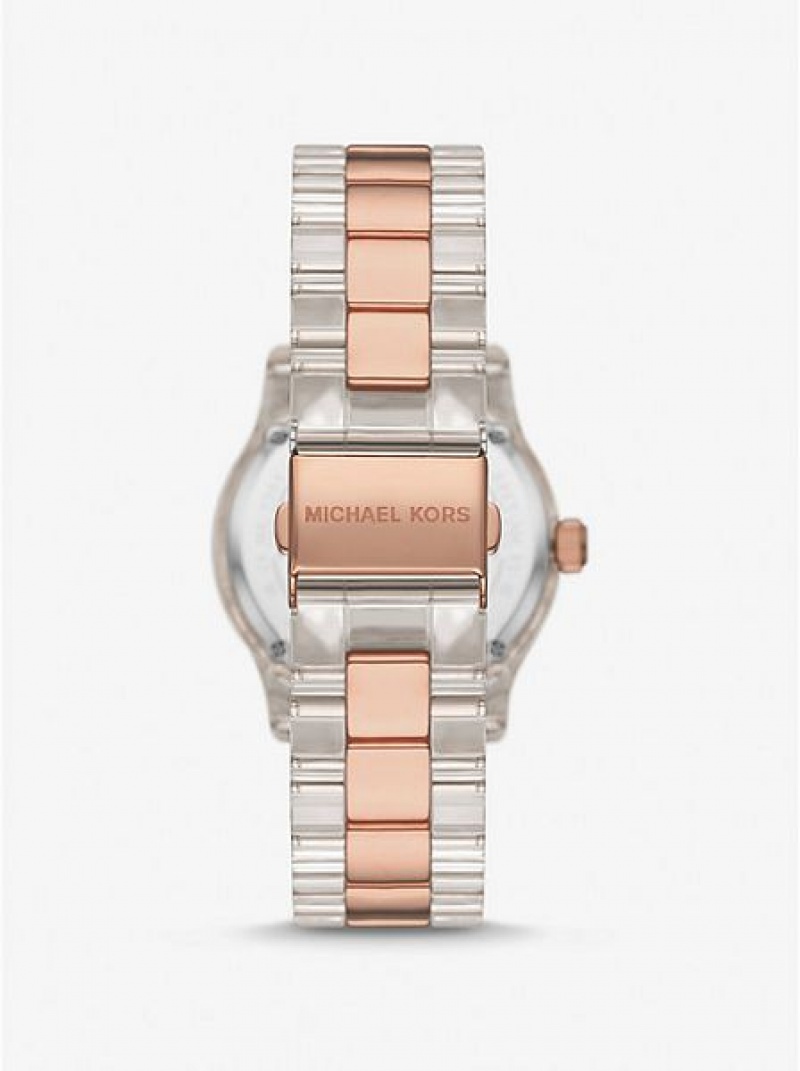 Orologi Michael Kors Runway Pave And Acetate Donna Rosa Oro | 749852-ZLG