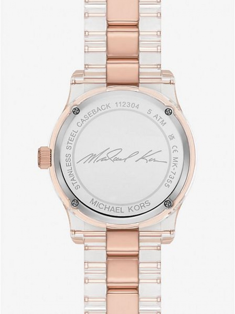 Orologi Michael Kors Runway Pave And Acetate Donna Rosa Oro | 749852-ZLG