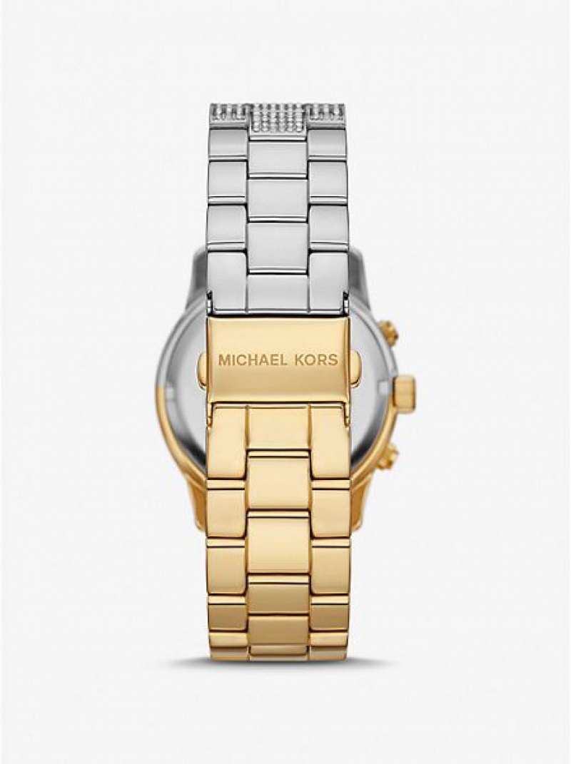 Orologi Michael Kors Runway Pave Donna Argento Oro | 319850-MIS