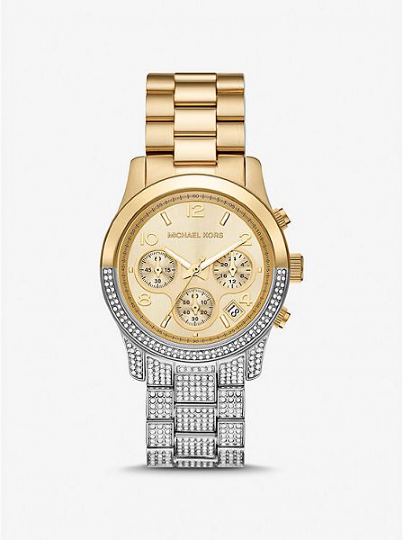 Orologi Michael Kors Runway Pave Donna Argento Oro | 319850-MIS