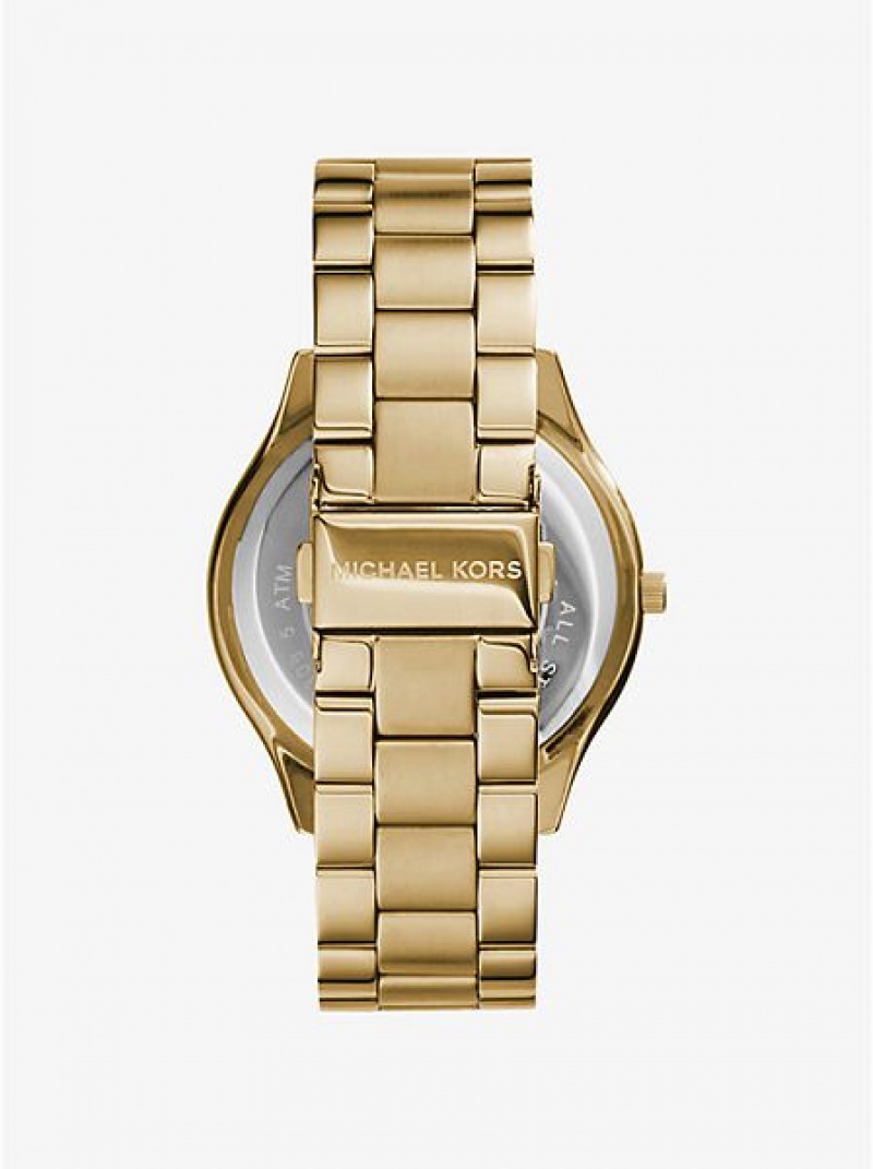 Orologi Michael Kors Slim Runway Stainless Steel Uomo Oro | 042536-EVX