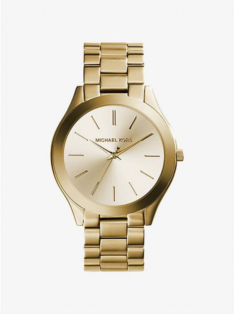 Orologi Michael Kors Slim Runway Stainless Steel Uomo Oro | 042536-EVX