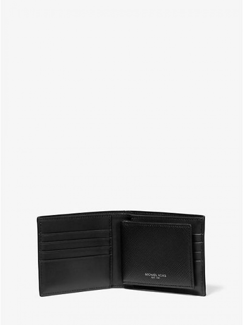 Portafogli Michael Kors Harrison Crossgrain Pelle Billfold With Passcase Uomo Nere | 258137-ILH