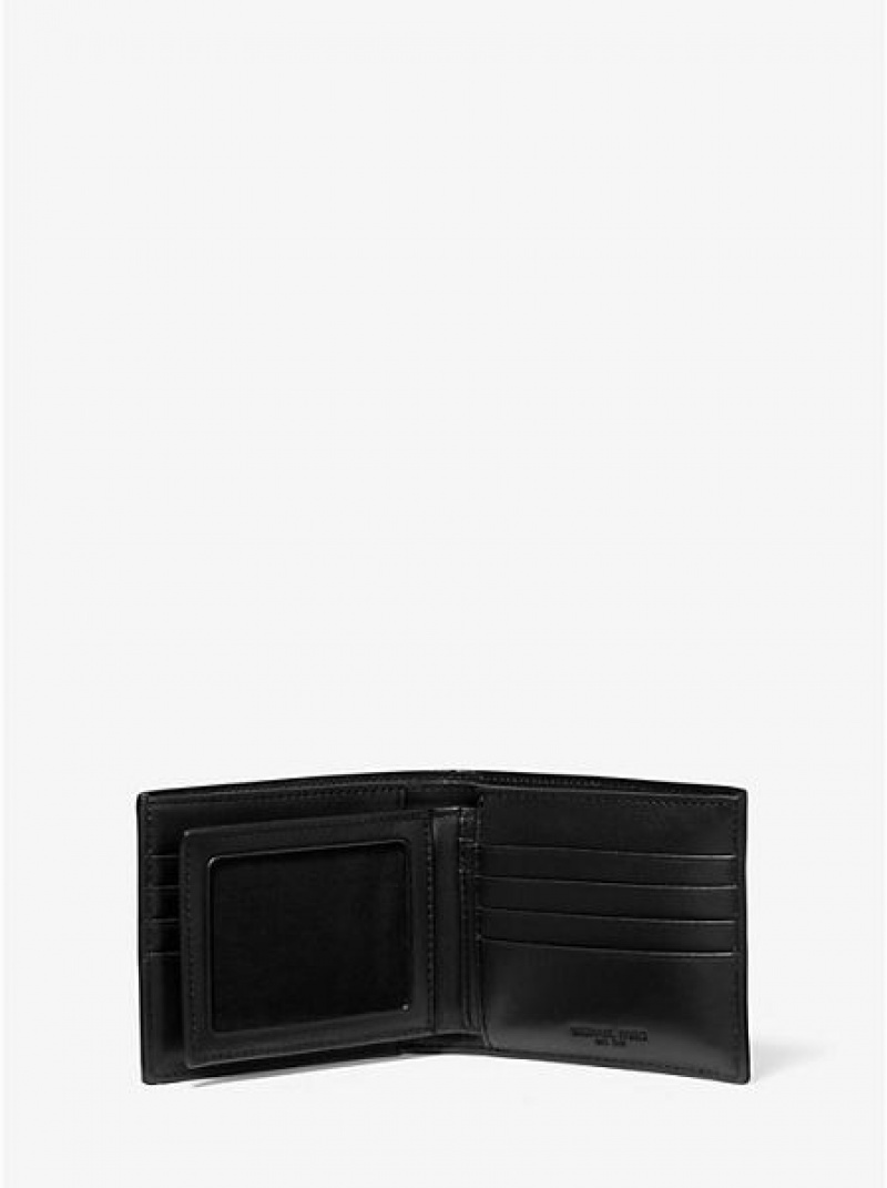 Portafogli Michael Kors Harrison Crossgrain Pelle Billfold With Passcase Uomo Nere | 258137-ILH