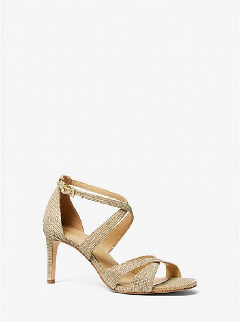 Sandali Michael Kors Kinsley Glitter Chain-mesh Donna Oro | 386790-UZI