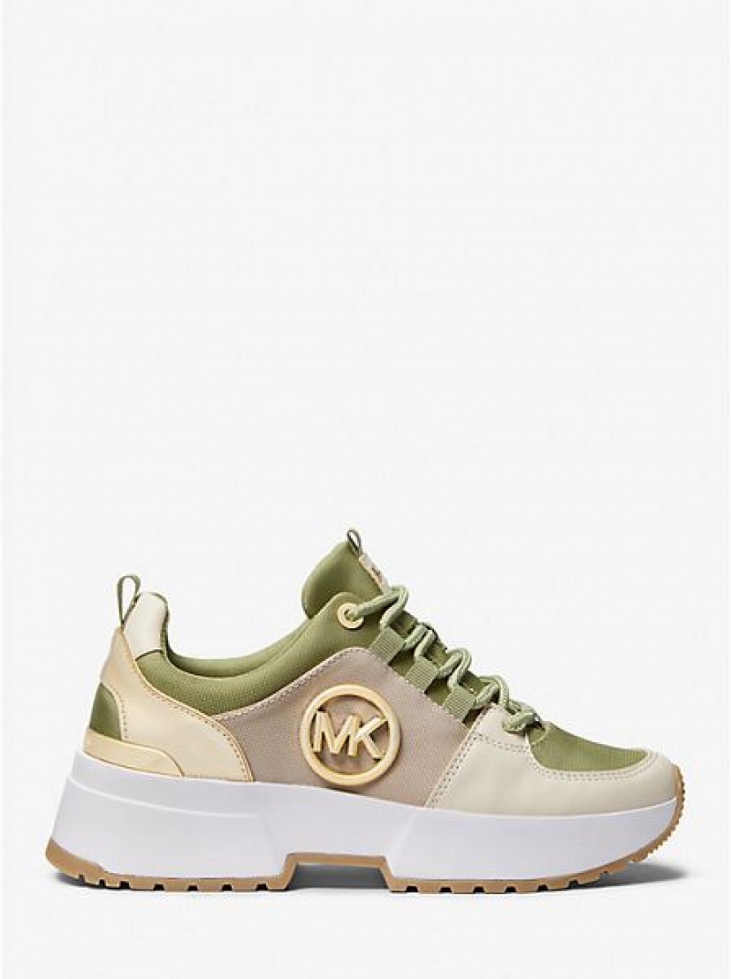 Sneakers Michael Kors Cosmo Tela Donna Verde Oliva | 356214-MFT