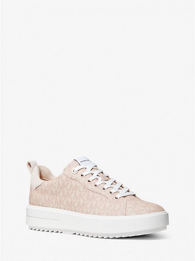 Sneakers Michael Kors Emmett Logo Donna Corallo Bianche | 401382-JBL