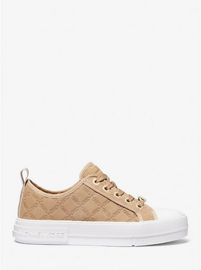 Sneakers Michael Kors Evy Empire Logo Embossed Scamosciate Donna Marroni | 802941-EVD