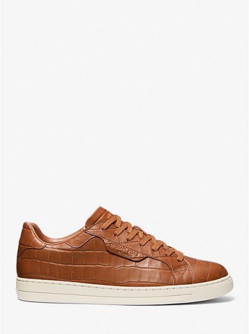 Sneakers Michael Kors Keating Crocodile Embossed Pelle Uomo Marroni Bianche | 062738-KUG