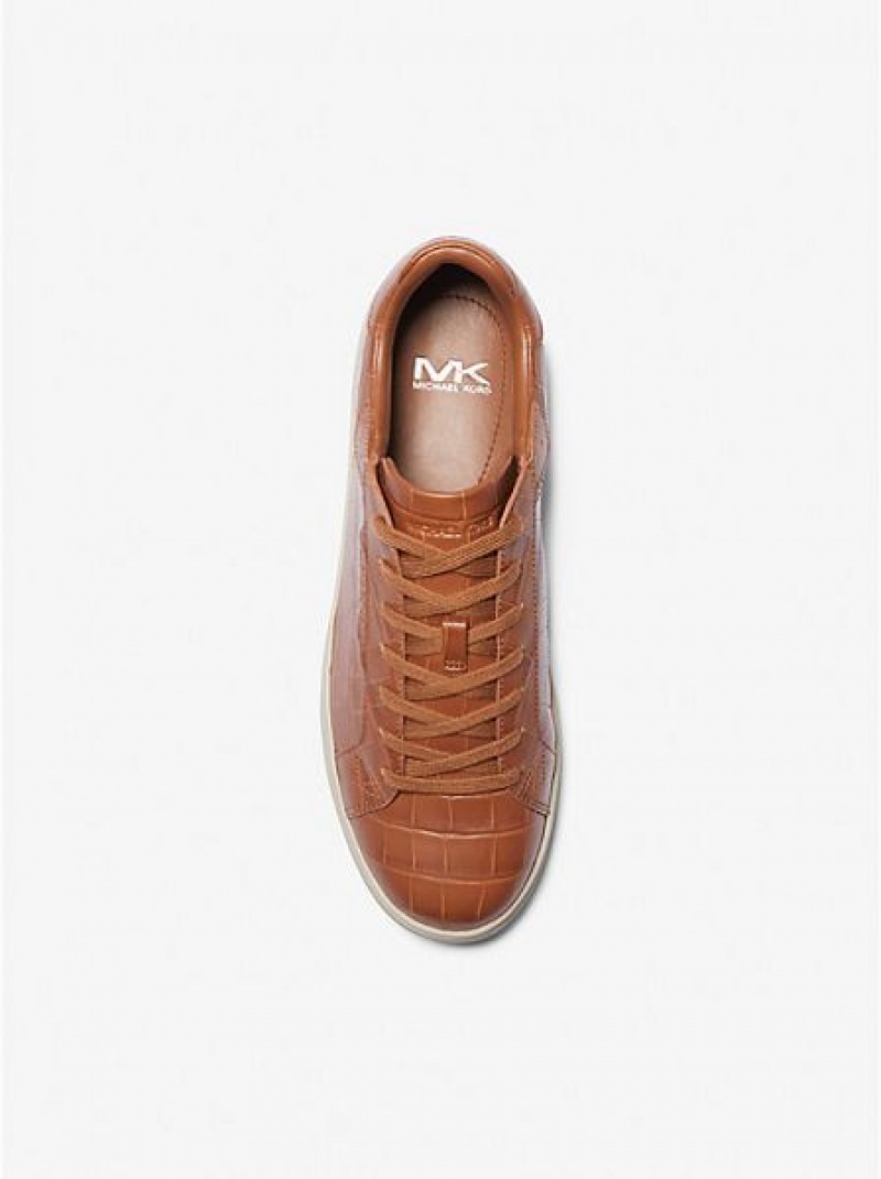 Sneakers Michael Kors Keating Crocodile Embossed Pelle Uomo Marroni Bianche | 062738-KUG